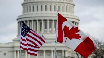 US and Canadian flags at the US Capitol