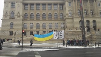 ukraine protest at National Museum in Prague