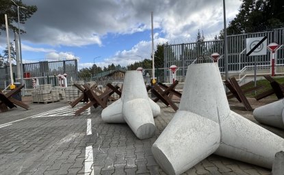 Pedestrian crossing point from Poland to Belarus, now closed, near Polish town of Bialowieza.