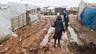 Refugee Child During Snowfall