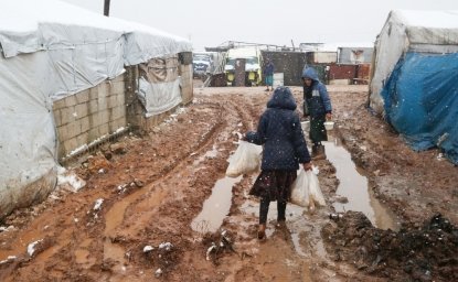 Refugee Child During Snowfall