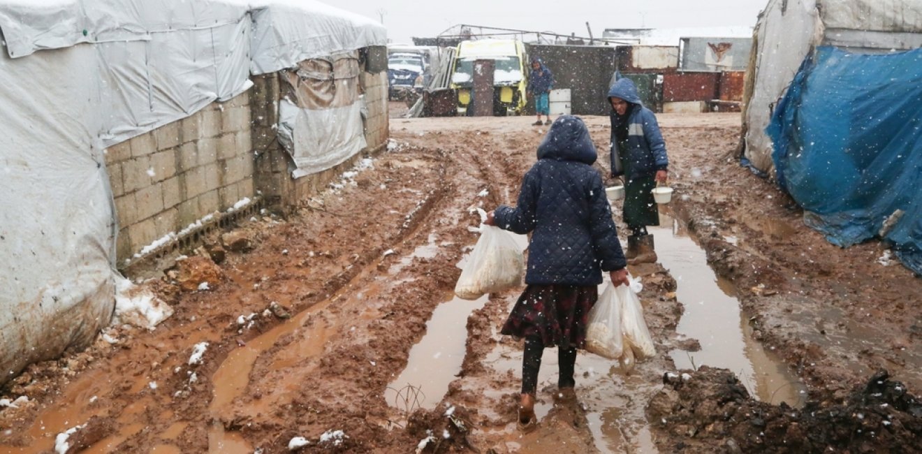 Refugee Child During Snowfall