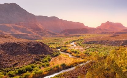 The amazing landscape of the Big Bend Ranch State Park and the Rio Grande River, Texas