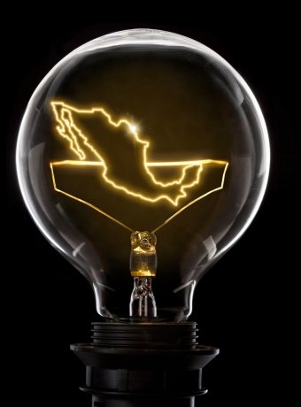 Clean and shiny lightbulb with Mexico as a glowing wire.(series)