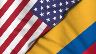 Flags of the US and Colombia